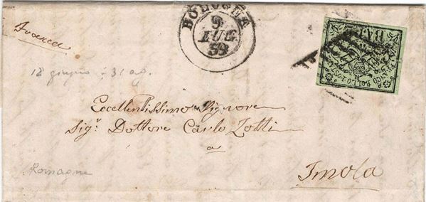 Lettera da Bologna per Imola, scritta il 7 luglio, impostata il 9 luglio 1859