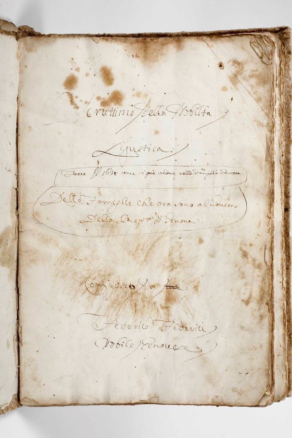 Federici Federico Scrutinio della nobiltà ligustica, manoscritto cartaceo, del secolo XVII.