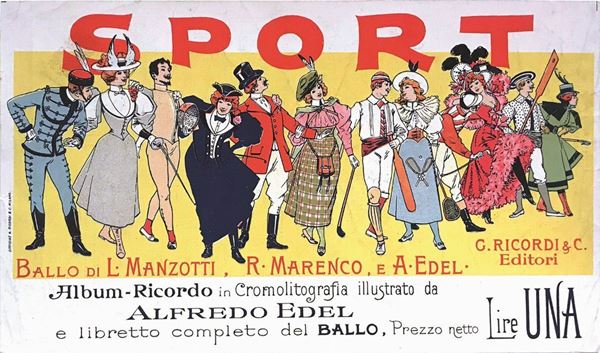 Alfredo Edel (1856-1912) SPORT / BALLO DI L.MANZOTTI, R.MARENCO E A.EDEL / ALBUM RICORDO