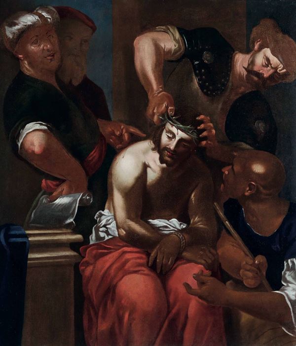 Scuola italiana del XVII secolo Cristo coronato di spine