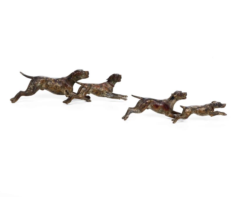 Due gruppi di cani da caccia in bronzo, XX secolo  - Auction Sculptures | Cambi Time - Cambi Casa d'Aste