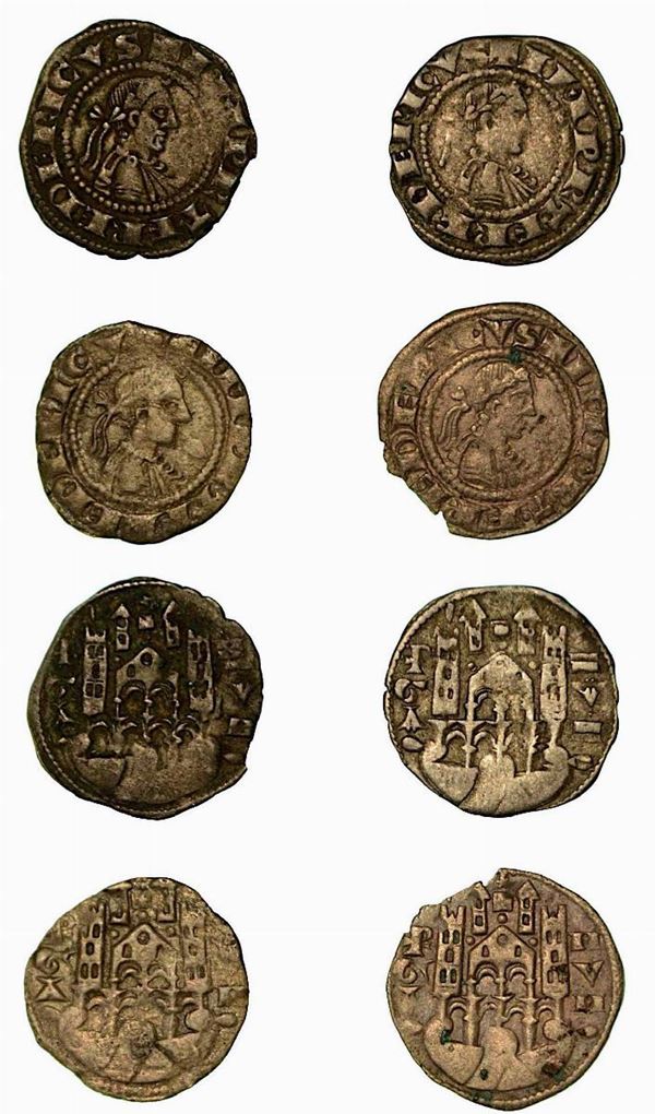 BERGAMO. Comune, a nome di Federico II (1194-1250). Lotto di quattro esemplari. Denaro planeto, anni 1265-1270.