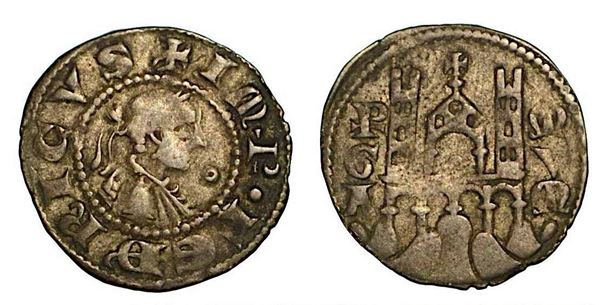 BERGAMO. Comune, a nome di Federico II (1194-1250). Denaro planeto, anni 1282-1290.