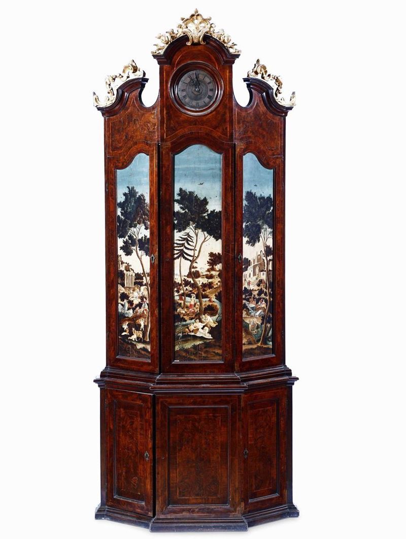 Importante e raro orologio a trumeau, Verona XVIII secolo  - Auction The Bucci-Errani collections in Faenza - Cambi Casa d'Aste