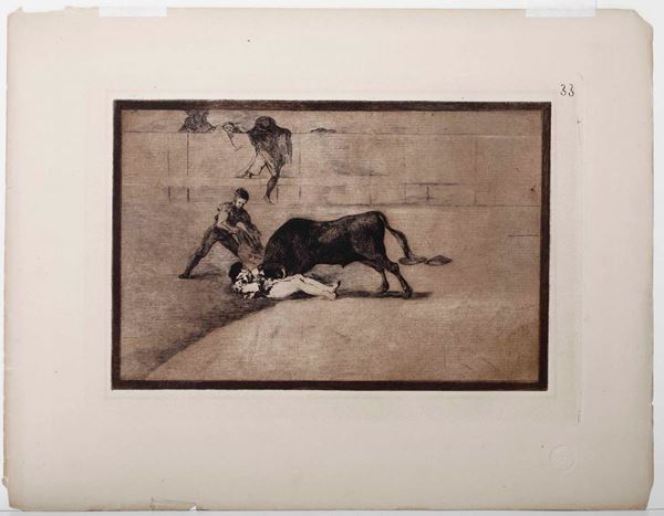 Francisco Goya - Goya Francisco  (Fuendetodos, 1746 – Bordeaux, 1828) La desgraciada muerte de pepe illo en la plaza de Madrid.