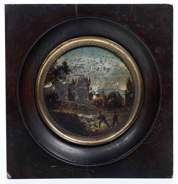 Miniatura su rame raffigurante scena di battaglia, XIX secolo