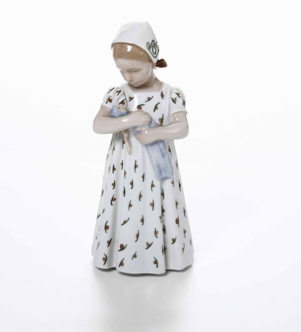 Figurina di fanciulla Danimarca, Copenaghen, Manifattura Bing & Grondahl, XX secolo