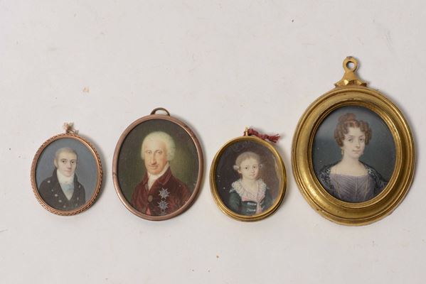 Gruppo di quattro miniature, XIX-XX secolo