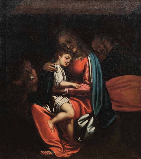 Luca Cambiaso (Moneglia 1527 - Madrid El Escorial 1585) Sacra Famiglia con San Giovannino