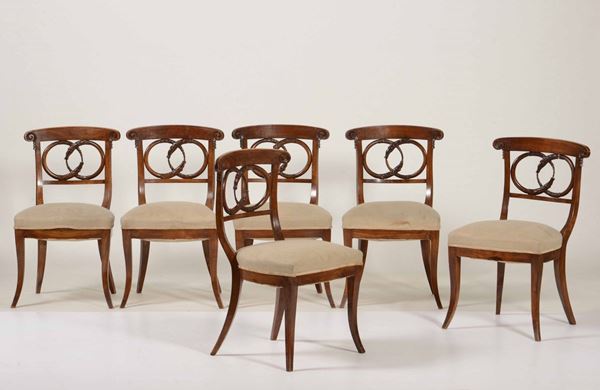 Tavolo circolare con 6 sedie, XIX secolo