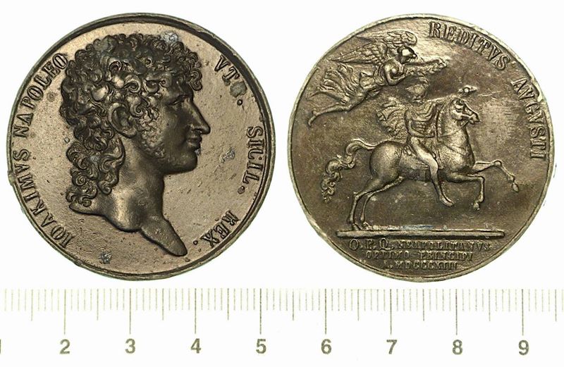RITORNO DI MURAT DALLA CAMPAGNA DI RUSSIA. Medaglia in piombo 1813, Napoli.  - Auction  [..]