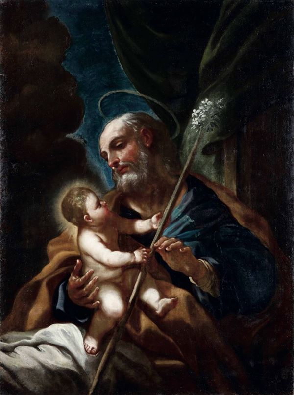 Scuola napoletana del XVIII secolo San Giuseppe col Bambino