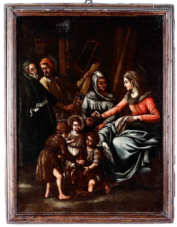 Scuola del XVII secolo Madonna con Bambino, S. Anna e San Giovannino