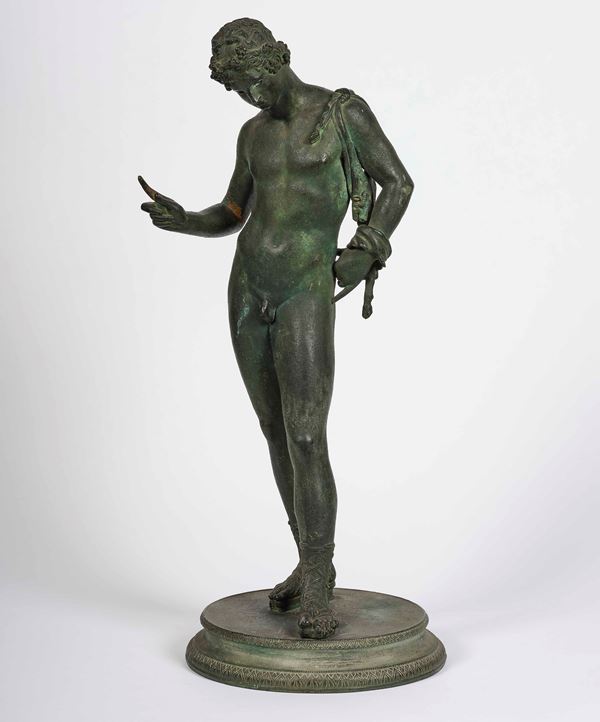 Narciso. Bronzo fuso e patinato. Fonditore italiano del XIX-XX secolo