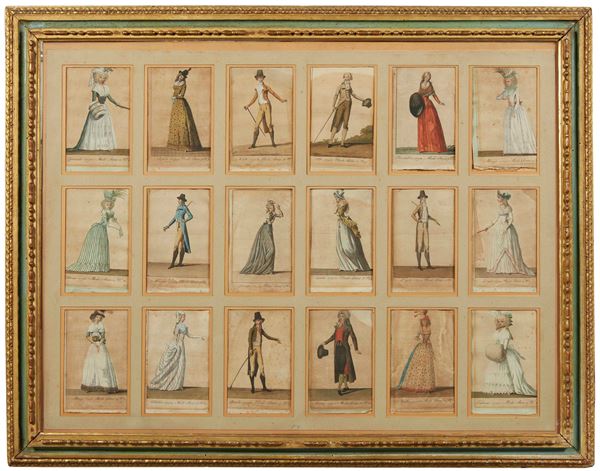 Scuola del XVIII secolo Raccolta di costumi della moda dell'epoca