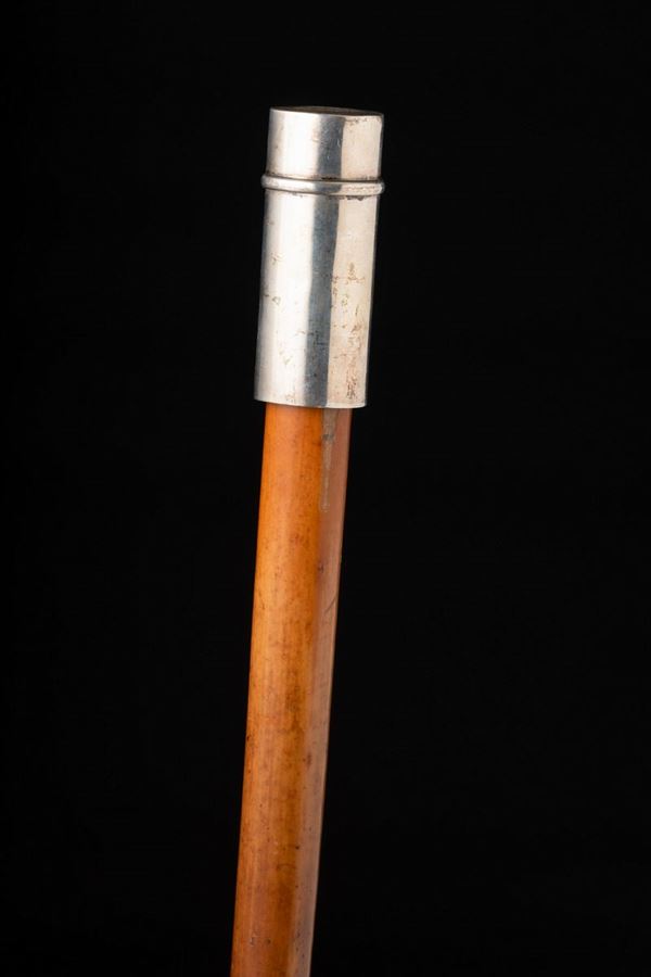 Bastone con impugnatura cilindrica in argento. Inghilterra, XIX secolo