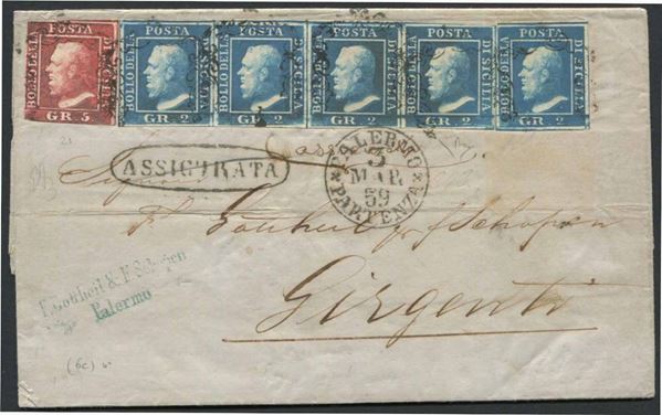 SICILIA, ASSICURATA DA PALERMO PER GIRGENTI DEL 3 MARZO 1859.