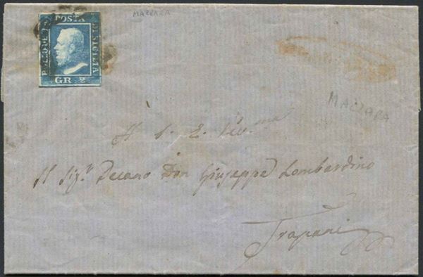 1859, SICILIA. LETTERA DA MAZARA PER TRAPANI DEL 13 APRILE 1860.