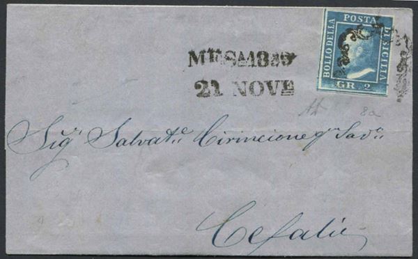 SICILIA. LETTERA DA MESSINA PER CEFALÙ DEL 21 NOVEMBRE 1859.