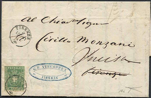 1861, Toscana, lettera da Firenze per città del 3 luglio 1861.