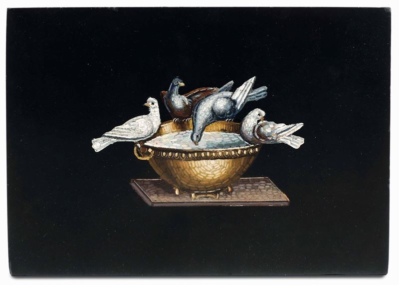 Presse papier con micromosaico "colombe di Plinio". XX secolo  - Auction Italian Mansions - I - Cambi Casa d'Aste