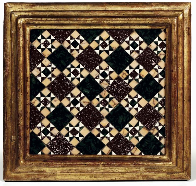 Mosaico cosmatesco "S.Marco" in porfido e serpentino. XX secolo  - Auction Italian Mansions - I - Cambi Casa d'Aste