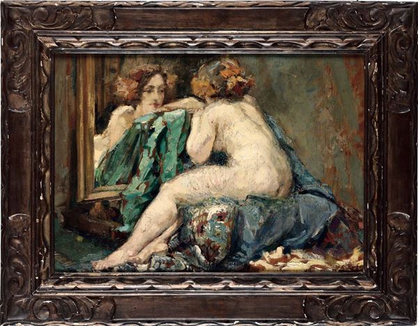 Ernest Rocher (1872-1938) Donna allo specchio