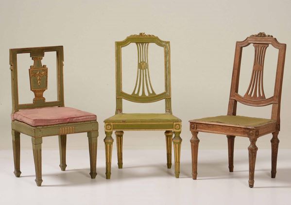 Tre sedie in stile Luigi XVI