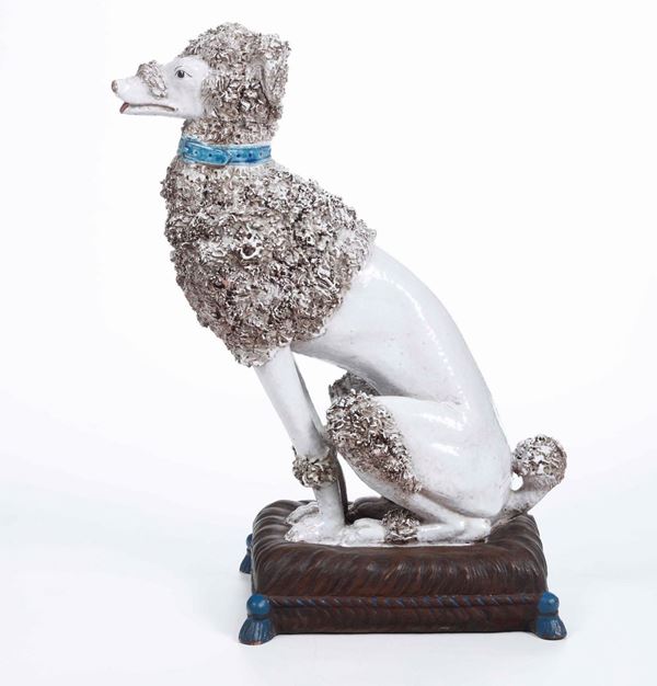 Grande figura di cane barboncino Firenze, Manifattura Zaccagnini, XX secolo