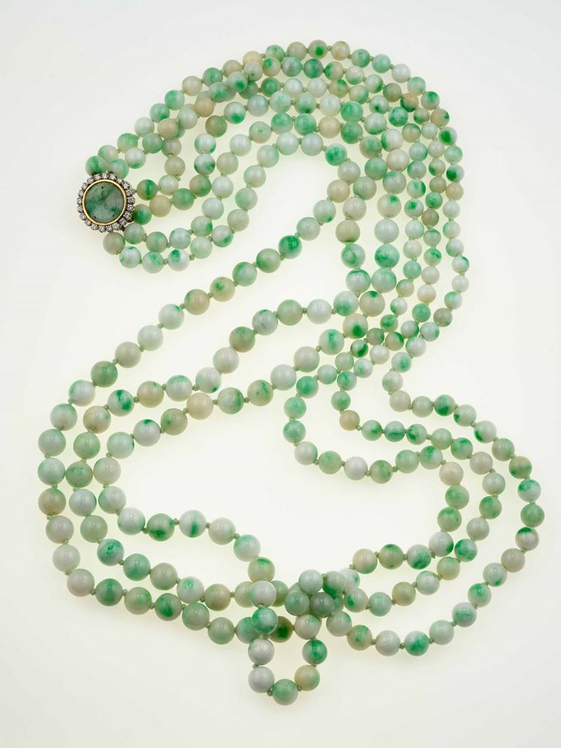 Jadeite, diamond and gold necklace  - Auction Fine Jewels - Cambi Casa d'Aste