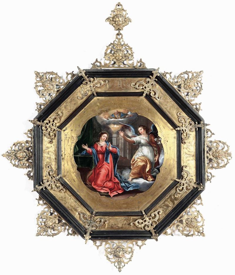 Scuola fiamminga del XVII secolo Annunciazione  - olio su rame - Asta Dipinti Antichi - Cambi Casa d'Aste