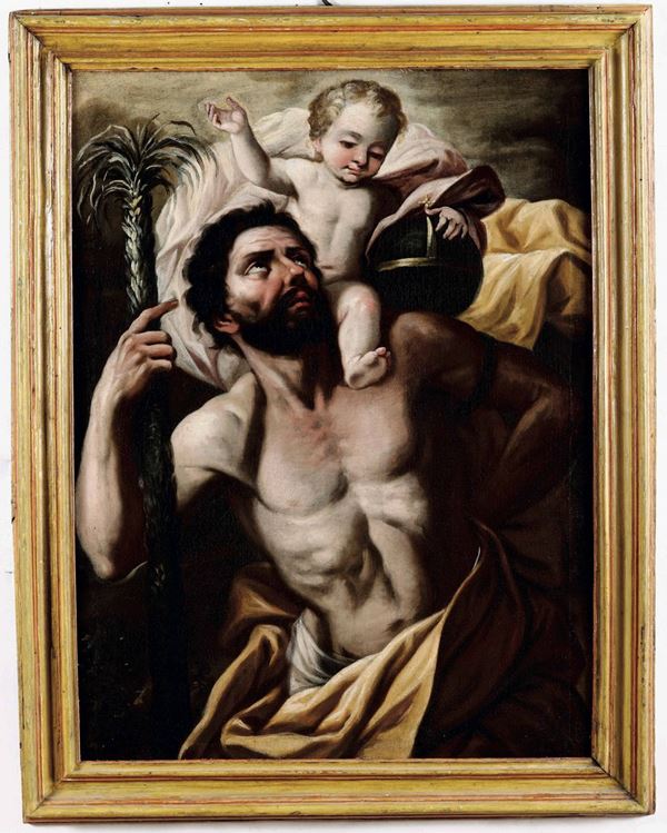 Scuola italiana del XVII secolo San Cristoforo con il Bambino