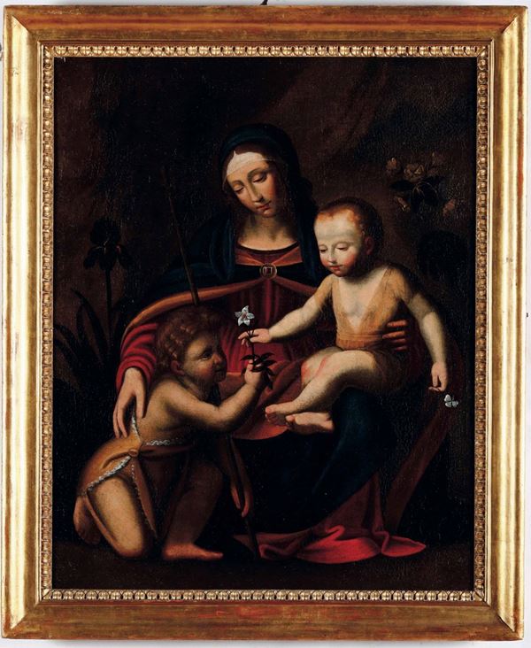 Scuola lombarda del XVI secolo Madonna con Bambino e San Giovannino