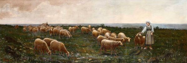Alberto Rossi - Pastorella con gregge di pecore