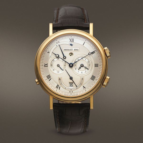 BREGUET - Réveil du Tsar, prestigioso orologio sveglia in oro 18k con doppio fuso orario, datario e riserva di marcia. Quadrante guilloché, carica automatica e fondello a vista