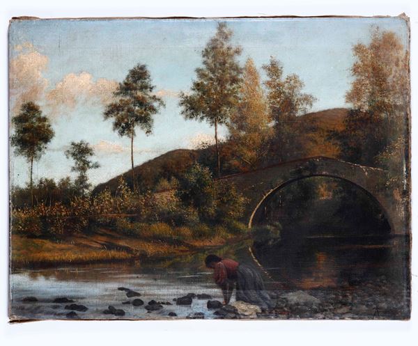 Anonimo del XIX secolo Lavandaia al fiume