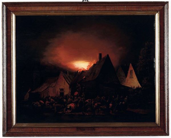 Adriaen Lievensz van der Poel - Incendio notturno