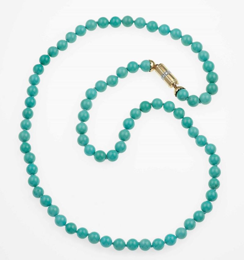 Turquoise and diamond necklace  - Auction Fine and Coral Jewels - Cambi Casa d'As [..]