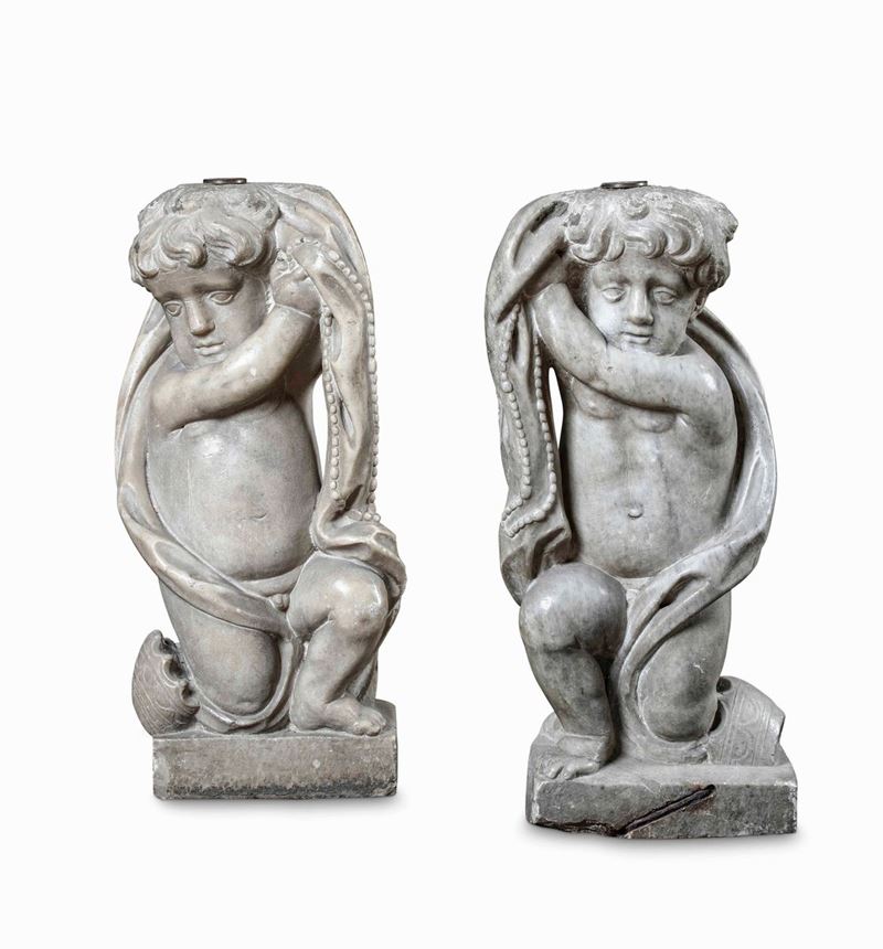 Two marble putti, Baroque art, Italy, 1600s  - Auction Sculptures | Cambi Time - Cambi Casa d'Aste
