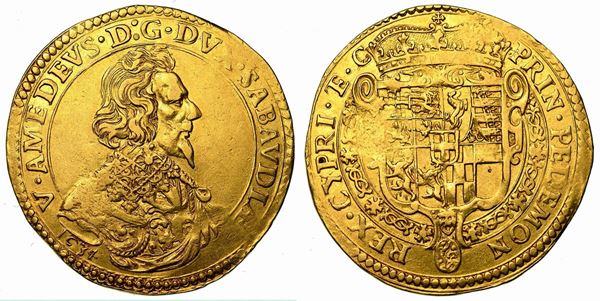 VITTORIO AMEDEO I. Il leone di Susa (1630-1637). Da 4 scudi d'oro 1634 (III tipo). Torino.