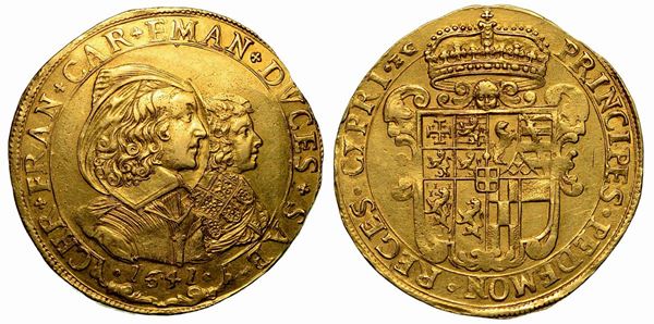 CARLO EMANUELE II. L'Adriano del Piemonte (1638-1675). Reggenza della madre CRISTINA DI BORBONE. La Madama Reale. Da 10 scudi d'oro 1641. Torino o Chambery.
