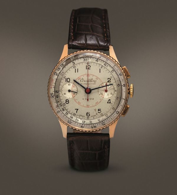 BREITLING - Chronomat 769 in oro rosa 18k, cronografo due contatori, tasti quadri carica manuale