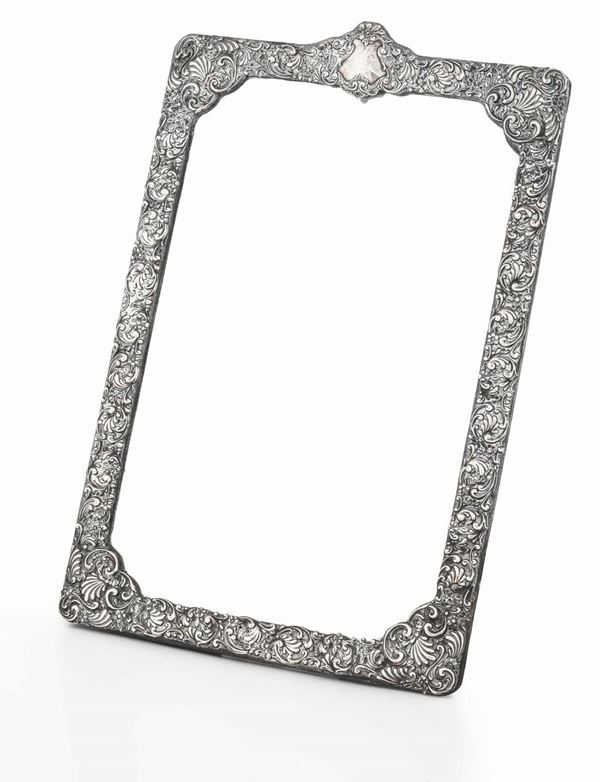 Specchio in argento sterling. Marchi della città di Birmingham per l'anno 1902 e dell'argentiere H.Matthews