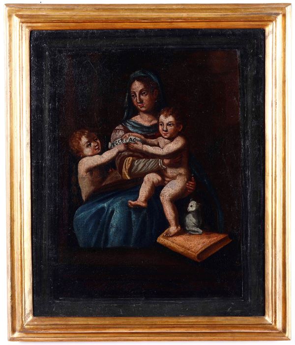 Scuola italiana del XVII secolo Madonna con bambino e S. Giovannino