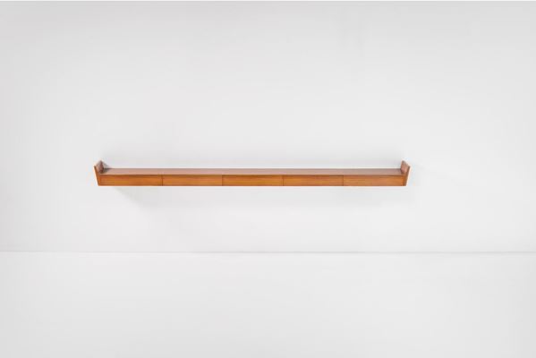 Francesco Bonfanti - Francesco Bonfanti. Large wall-mounted wooden console table with drawers.