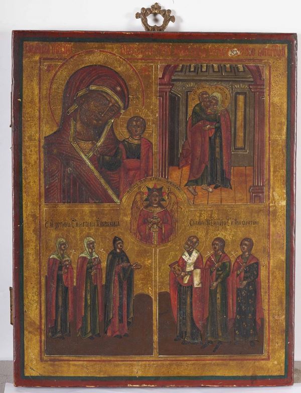 Icona raffigurante episodi della vita della Vergine, Russia, XIX secolo