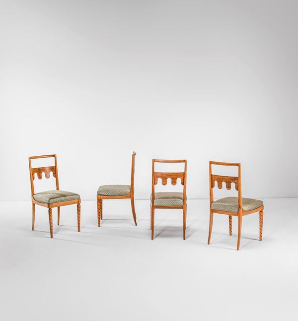 Paolo Buffa - Four chairs with wooden frame.