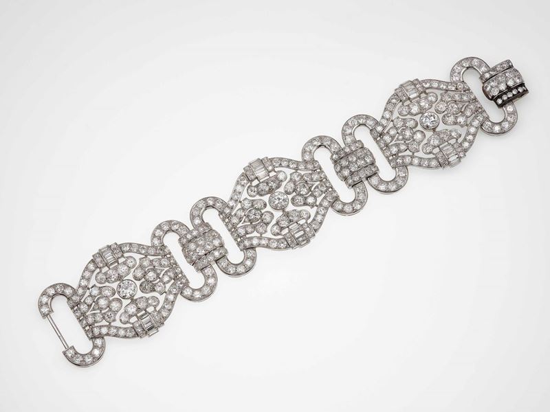 Diamond and platinum bracelet  - Auction Fine and Coral Jewels - Cambi Casa d'Ast [..]