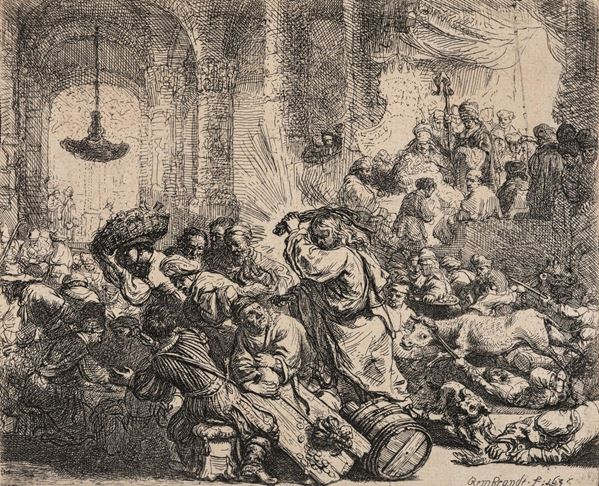 Rembrandt Harmenszonn van Rijn - Gesù scaccia i mercanti dal tempio (1634)