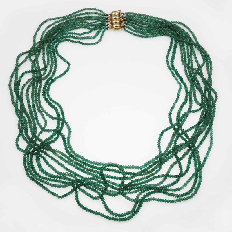 Emerald and gold necklace  - Auction Fine and Coral Jewels - Cambi Casa d'Aste